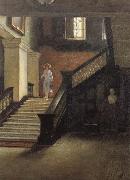 Bernard Hall Staircase to Public Library France oil painting artist